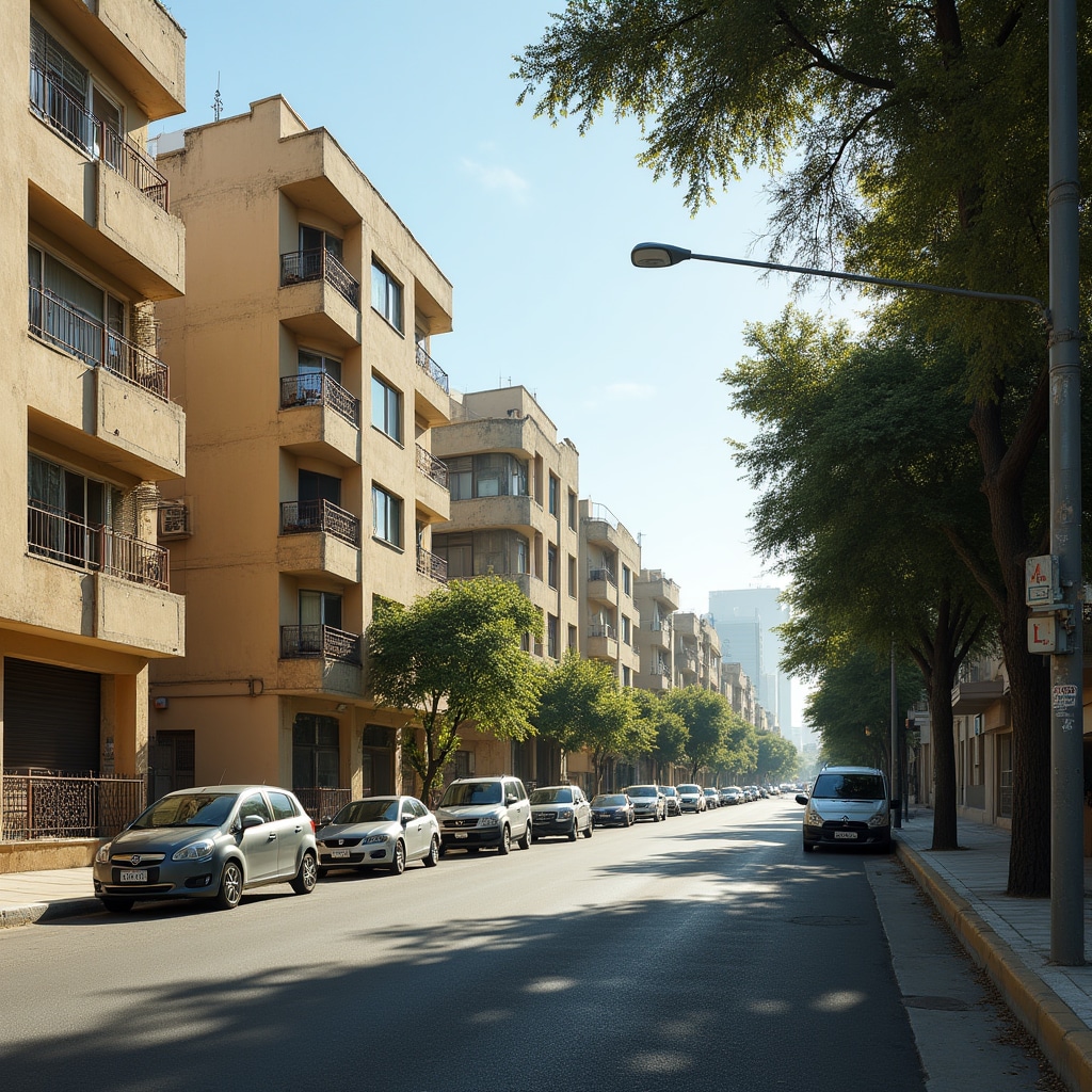 Street view of a residential neighborhood in an Argentine interior city showing typical mid-market housing